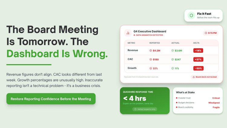 The Board Meeting Is Tomorrow. The Dashboard Is Wrong.