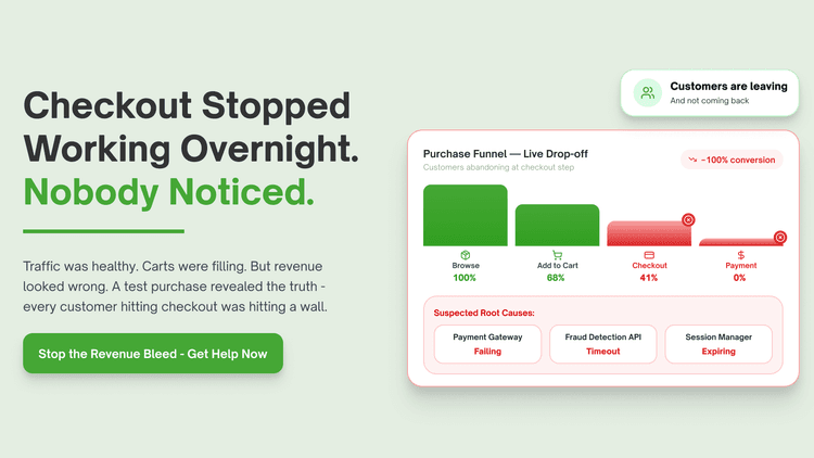 Checkout Stopped Working Overnight
